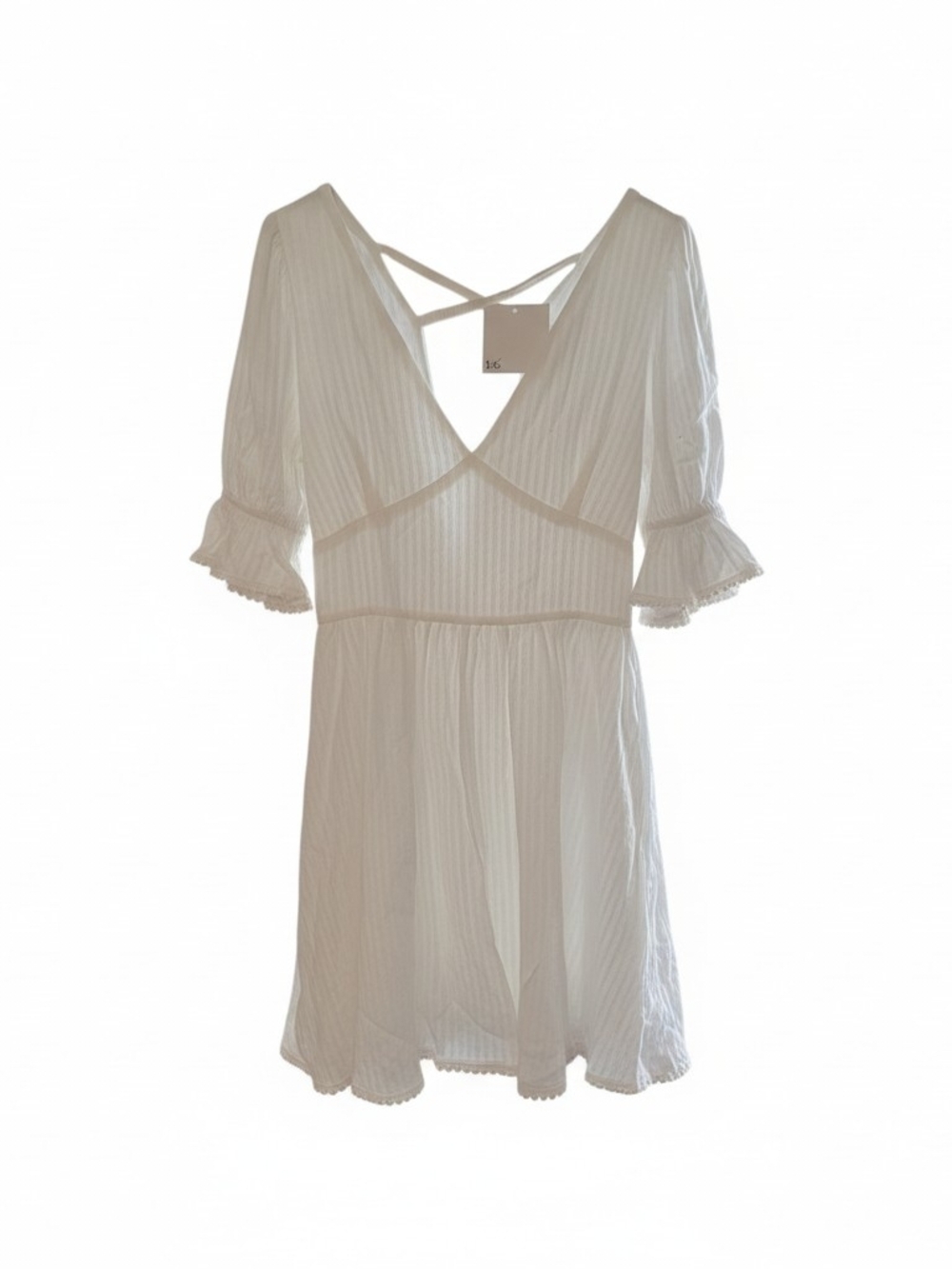 Petal Dew Boutique White V-Neck Mini Dress with Crisscross Back